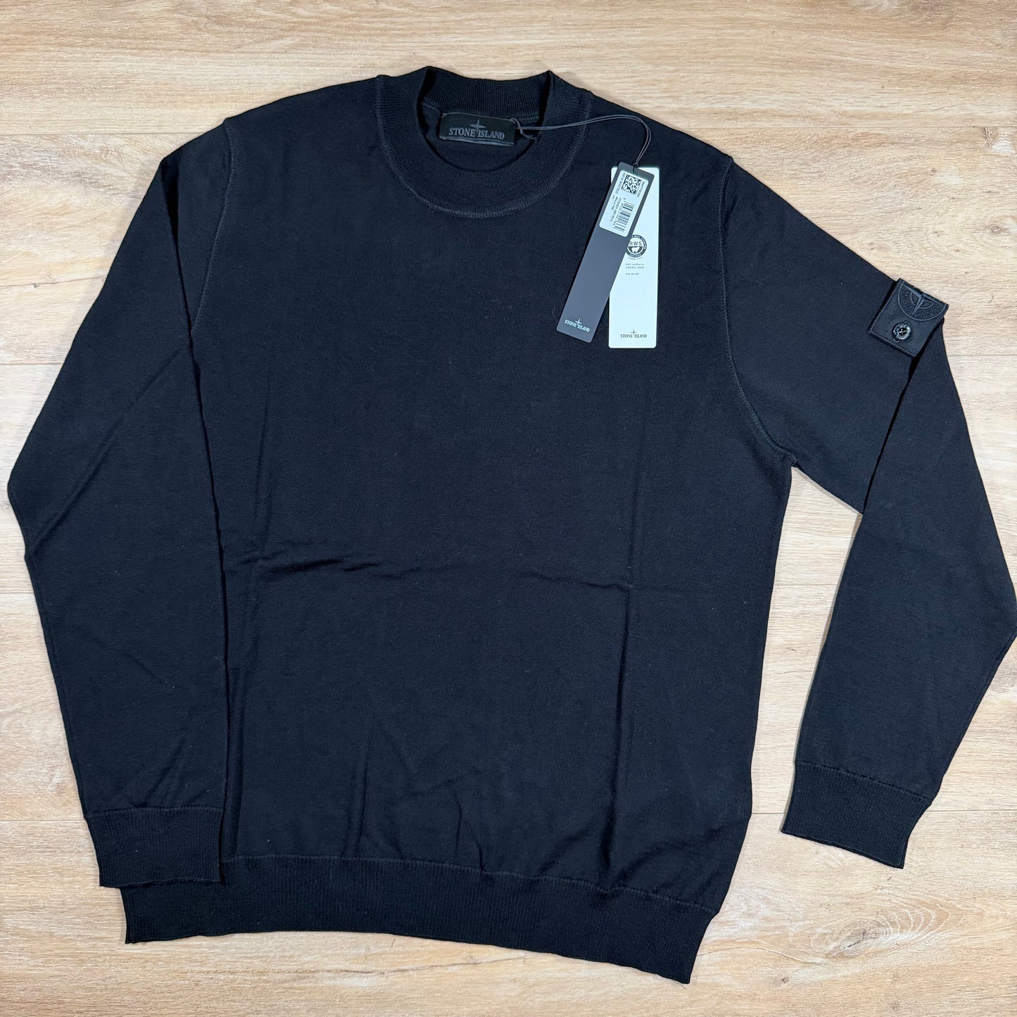 Stone Island Ghost Pure Light RWS Wool Crewneck Jumper in Black