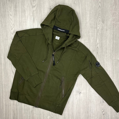 CP Company Raised Fleece Zip Hoodie - Ivy Green