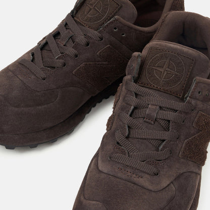 Stone Island x New Balance 574 Ghost Trainers in Dark Brown