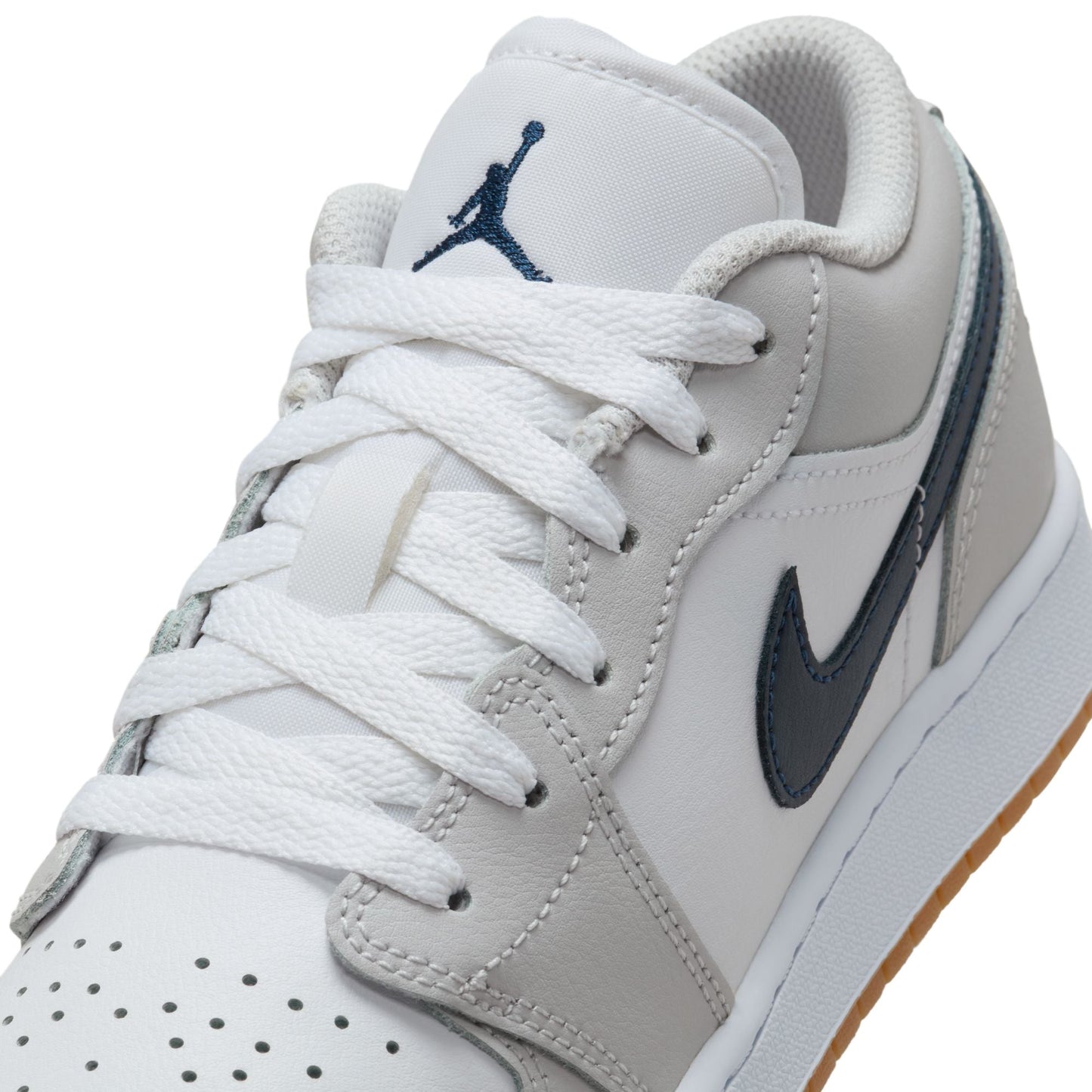 Air Jordan Big Kids 1 Low - White/Midnight Navy