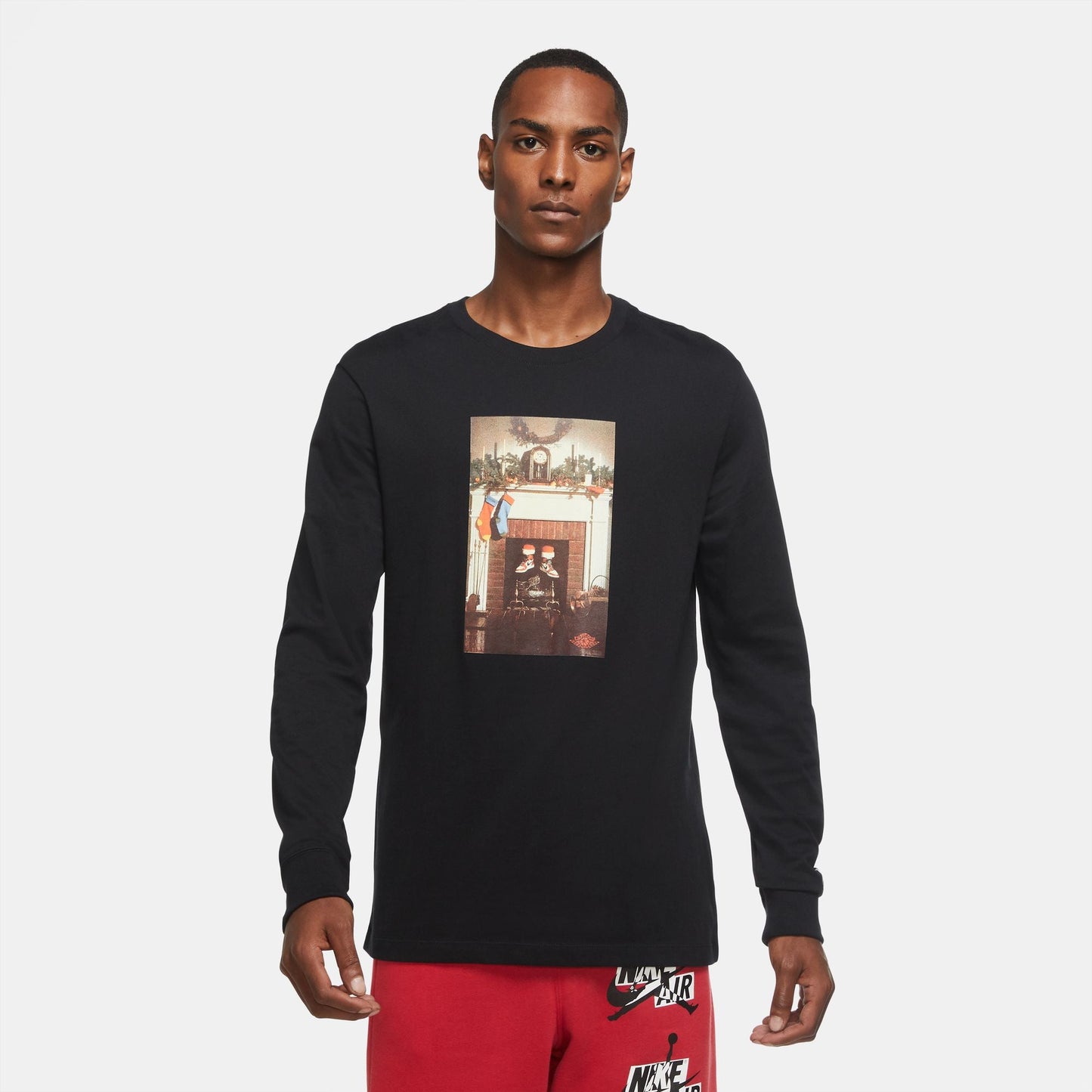 Air Jordan Mens Jumpman Chimney Long Sleeve Tee - Black