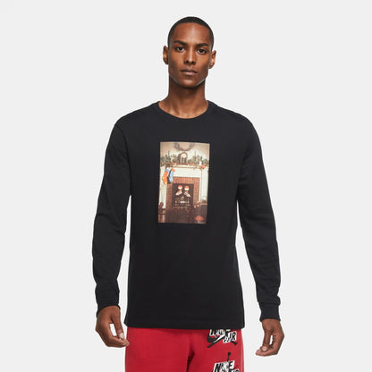 Air Jordan Mens Jumpman Chimney Long Sleeve Tee - Black