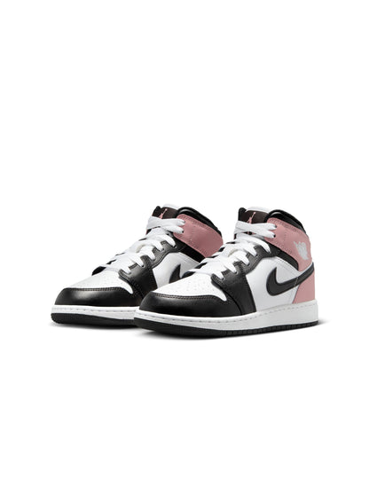 Air Jordan Big Kids 1 Mid - White/Rust Pink