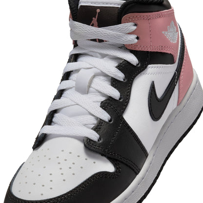 Air Jordan Big Kids 1 Mid - White/Rust Pink