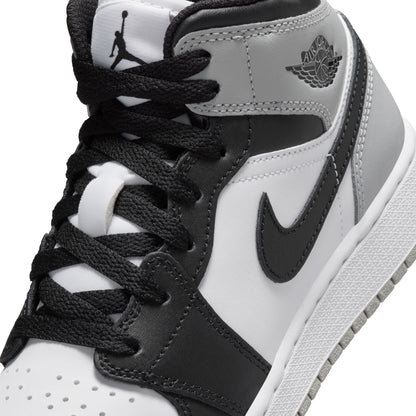 Air Jordan Big Kids 1 Mid - White/Smoke Grey