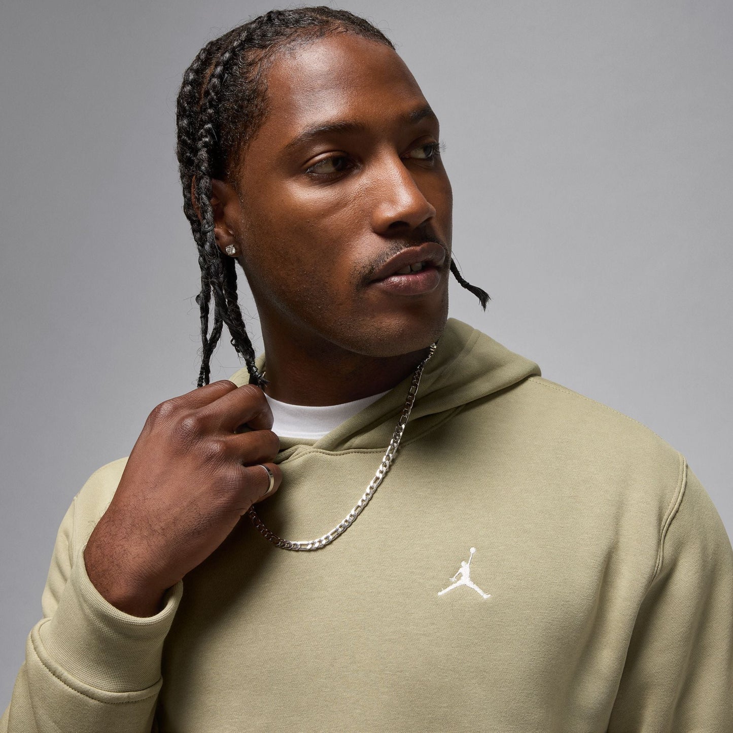 Air Jordan Mens Brooklyn Fleece Pullover Hoodie - Medium Khaki