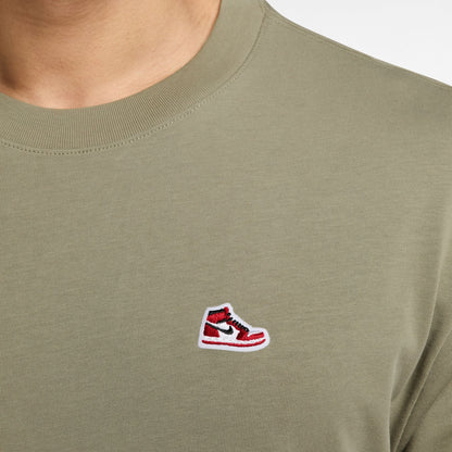 Air Jordan Mens Sneaker Patch Tee - Medium Khaki