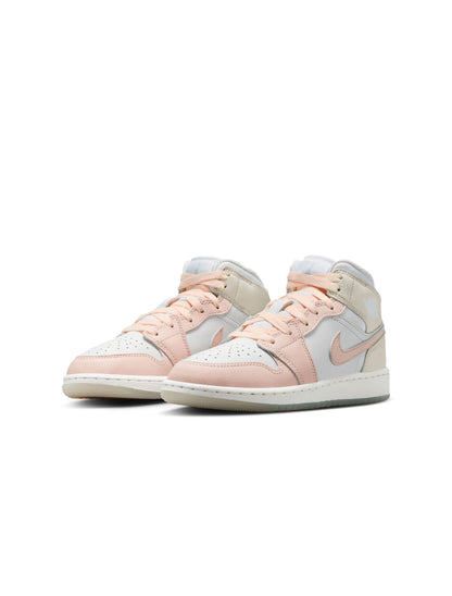 Air Jordan Big Kids 1 Mid SE - Sail/Guava Ice