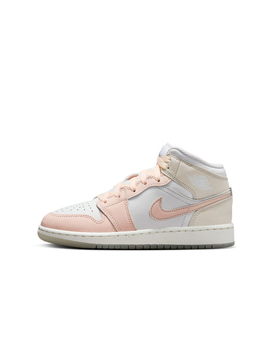 Air Jordan Big Kids 1 Mid SE - Sail/Guava Ice