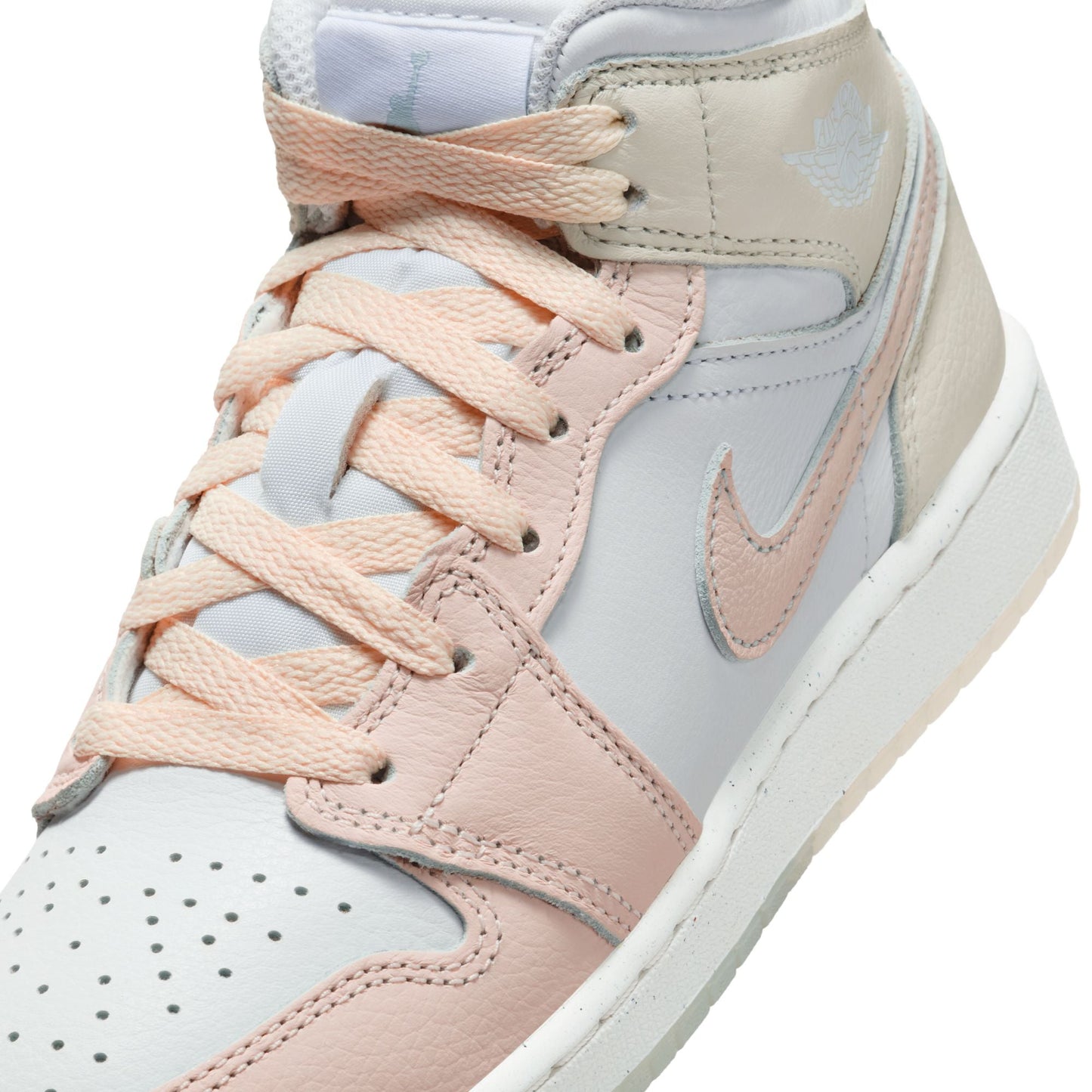 Air Jordan Big Kids 1 Mid SE - Sail/Guava Ice