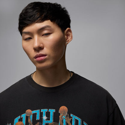 Air Jordan Mens Flight Essentials Tee - Black/Dark Powder Blue