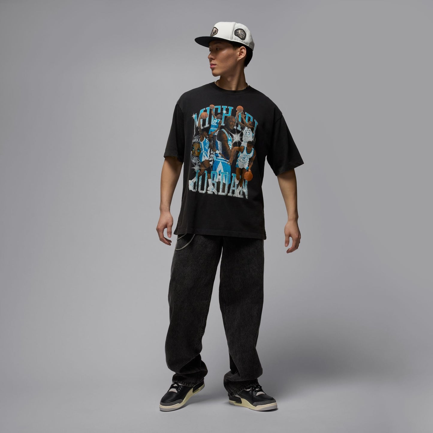 Air Jordan Mens Flight Essentials Tee - Black/Dark Powder Blue