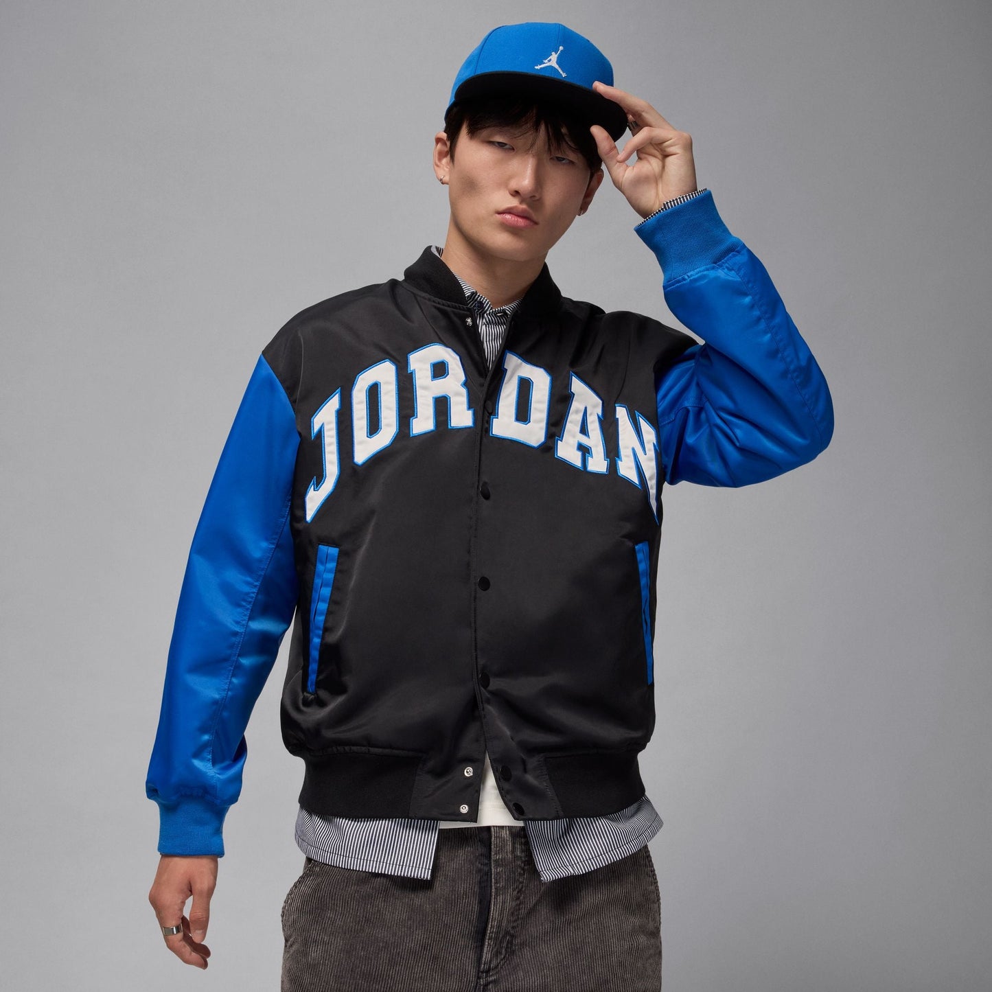 Air Jordan Mens Collegiate Varsity Jacket - Black/Sport Blue