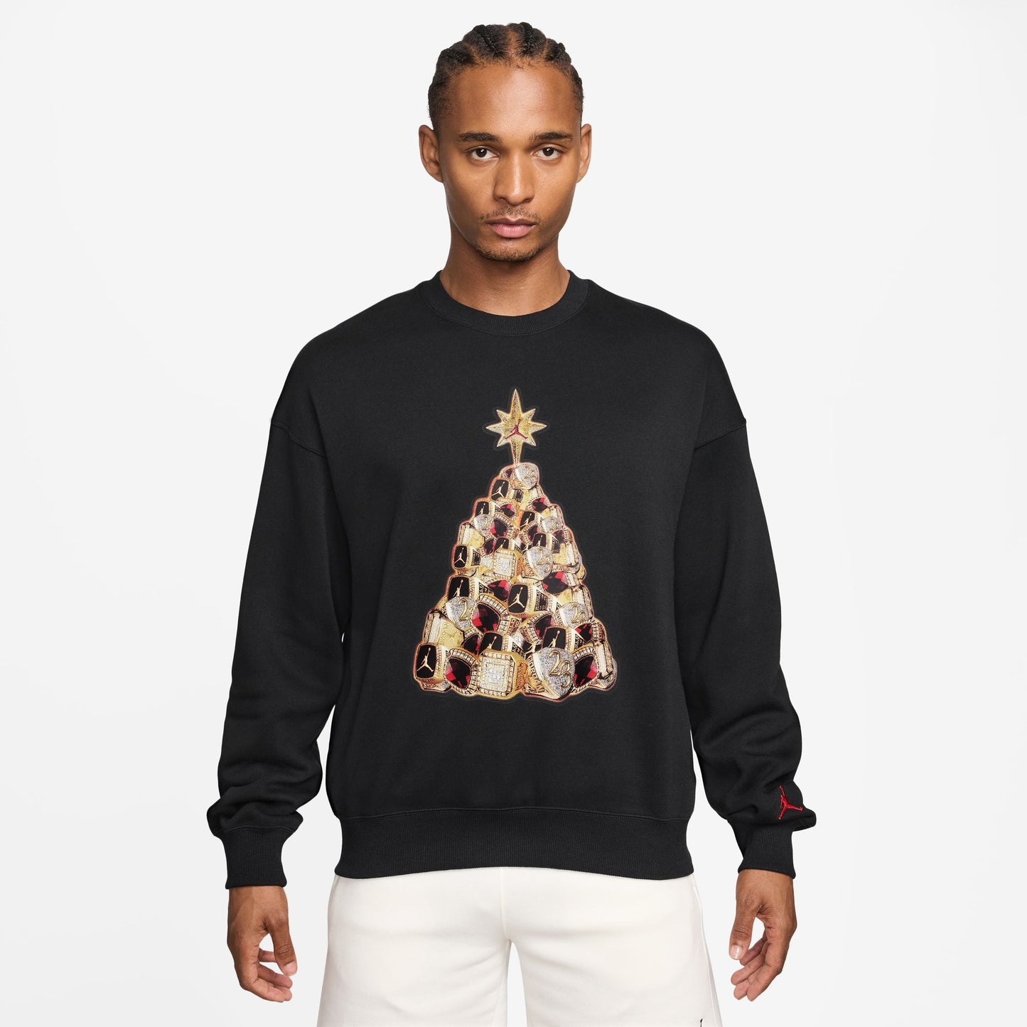 Air Jordan Mens Holiday Fleece Crewneck - Black