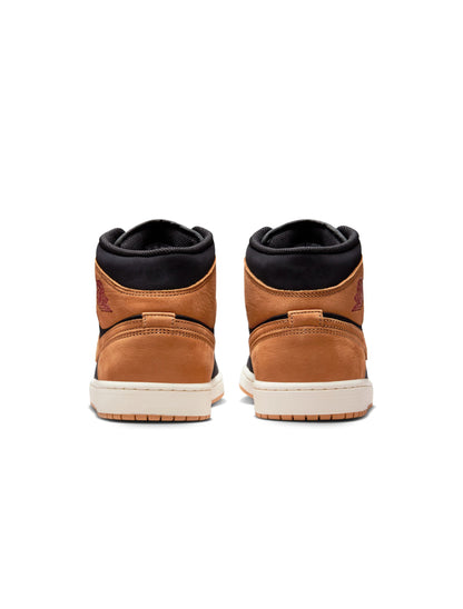 Air Jordan Mens 1 Mid SE - Black/Flax