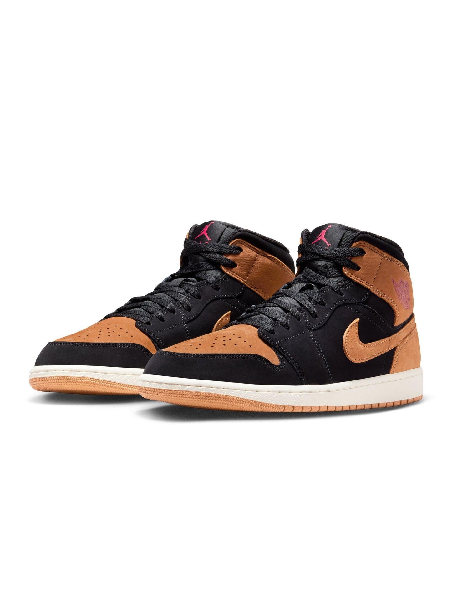 Air Jordan Mens 1 Mid SE - Black/Flax