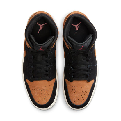 Air Jordan Mens 1 Mid SE - Black/Flax