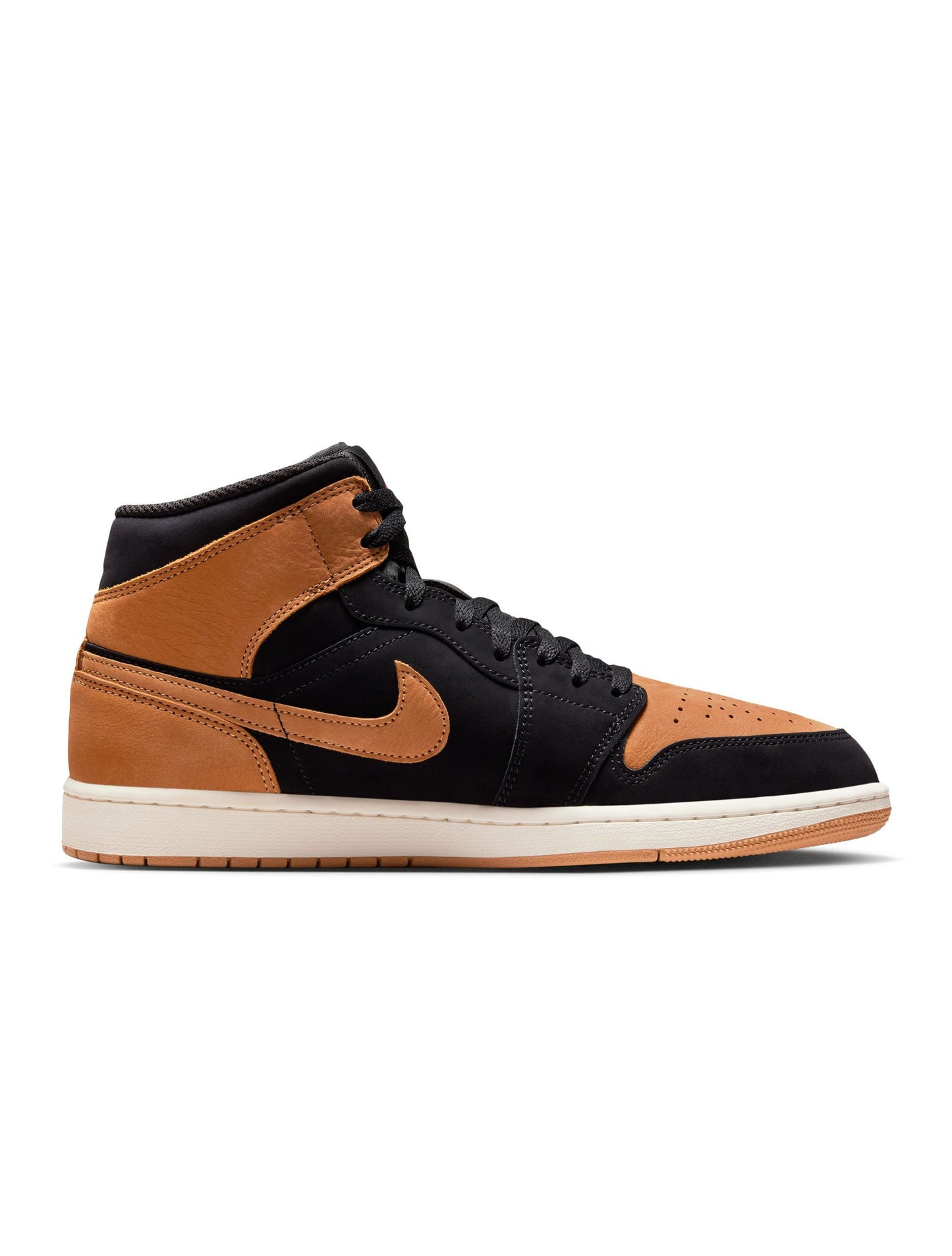Air Jordan Mens 1 Mid SE - Black/Flax