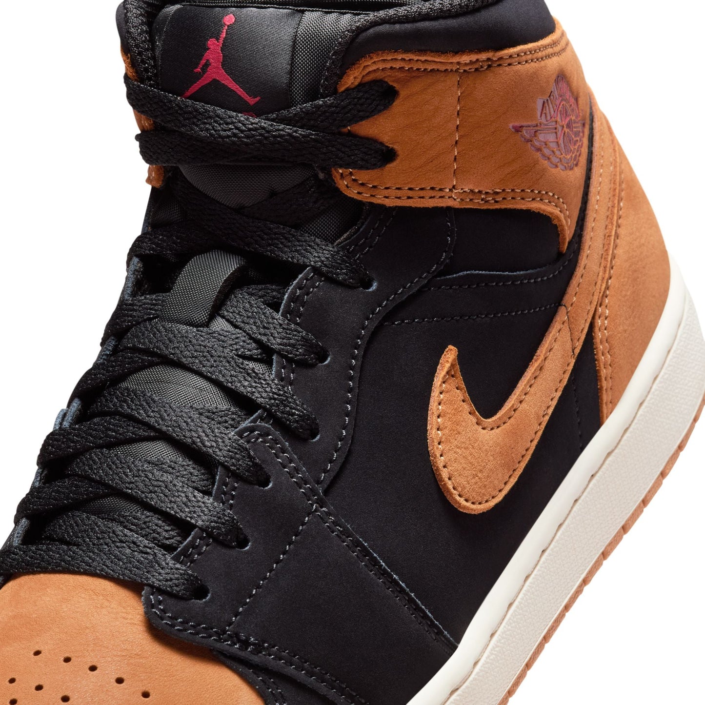 Air Jordan Mens 1 Mid SE - Black/Flax