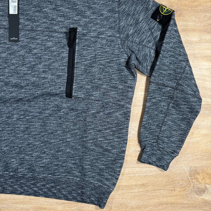 Stone Island Mouline Cotton Zip Pocket Sweatshirt in Lead Grey