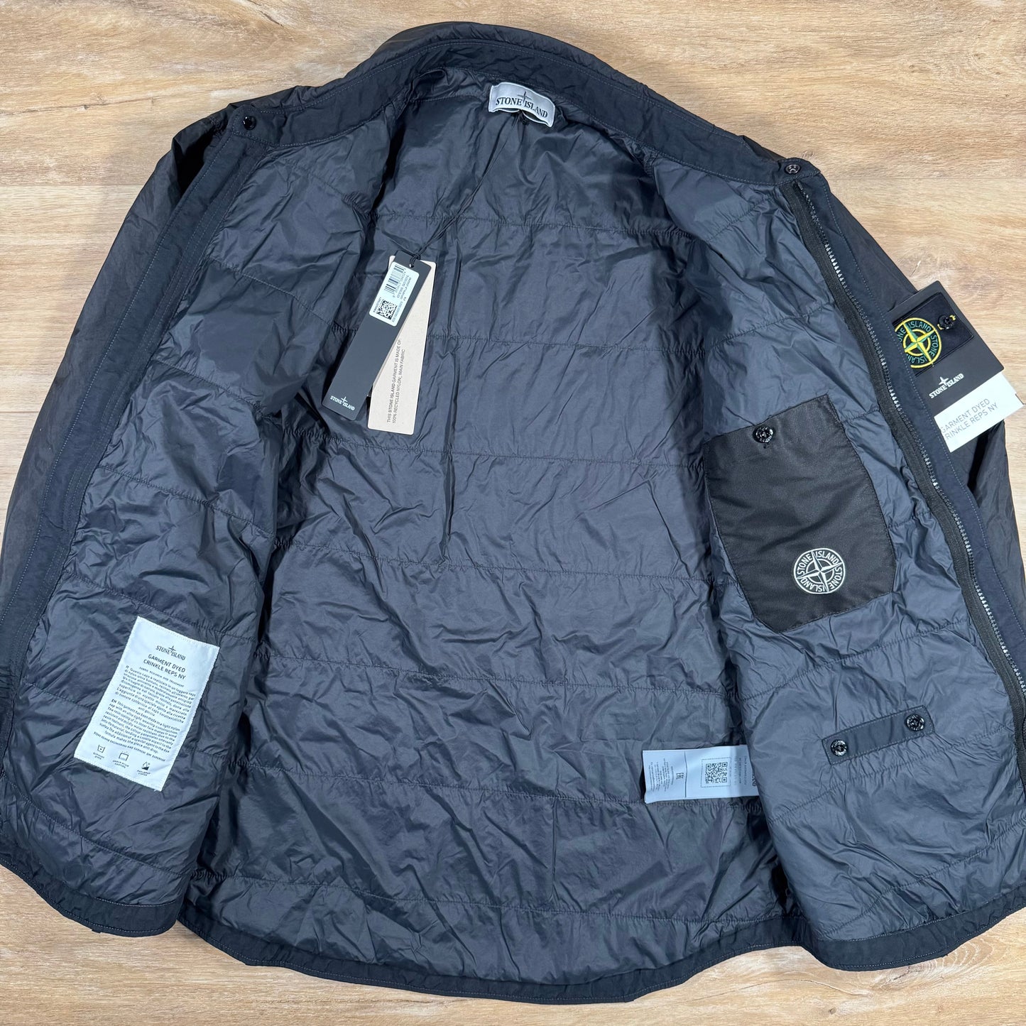Stone Island Garment Dyed Crinkle Reps NY Overshirt in Black