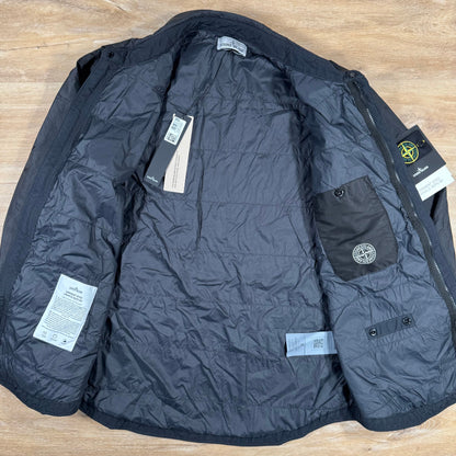 Stone Island Garment Dyed Crinkle Reps NY Overshirt in Black