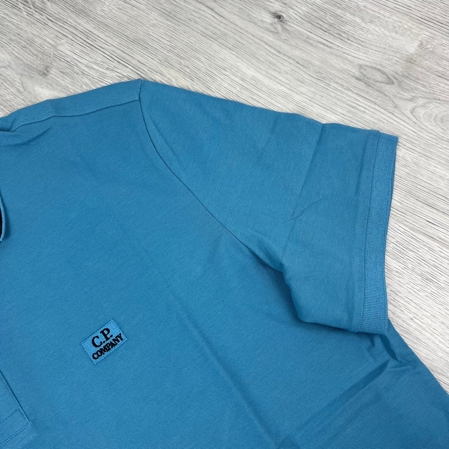 CP Company Piquet Polo Shirt - Aegean Blue