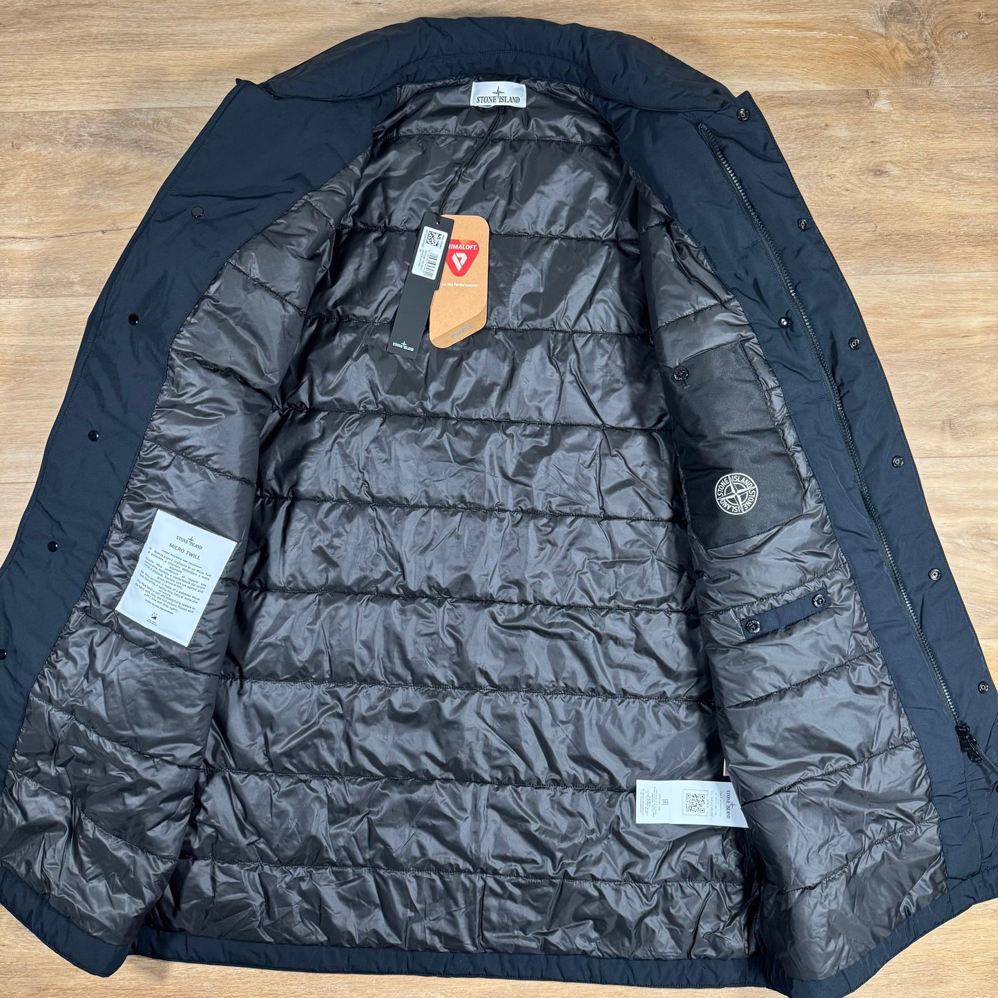 Stone Island Micro Twill Padded Car Coat in Navy