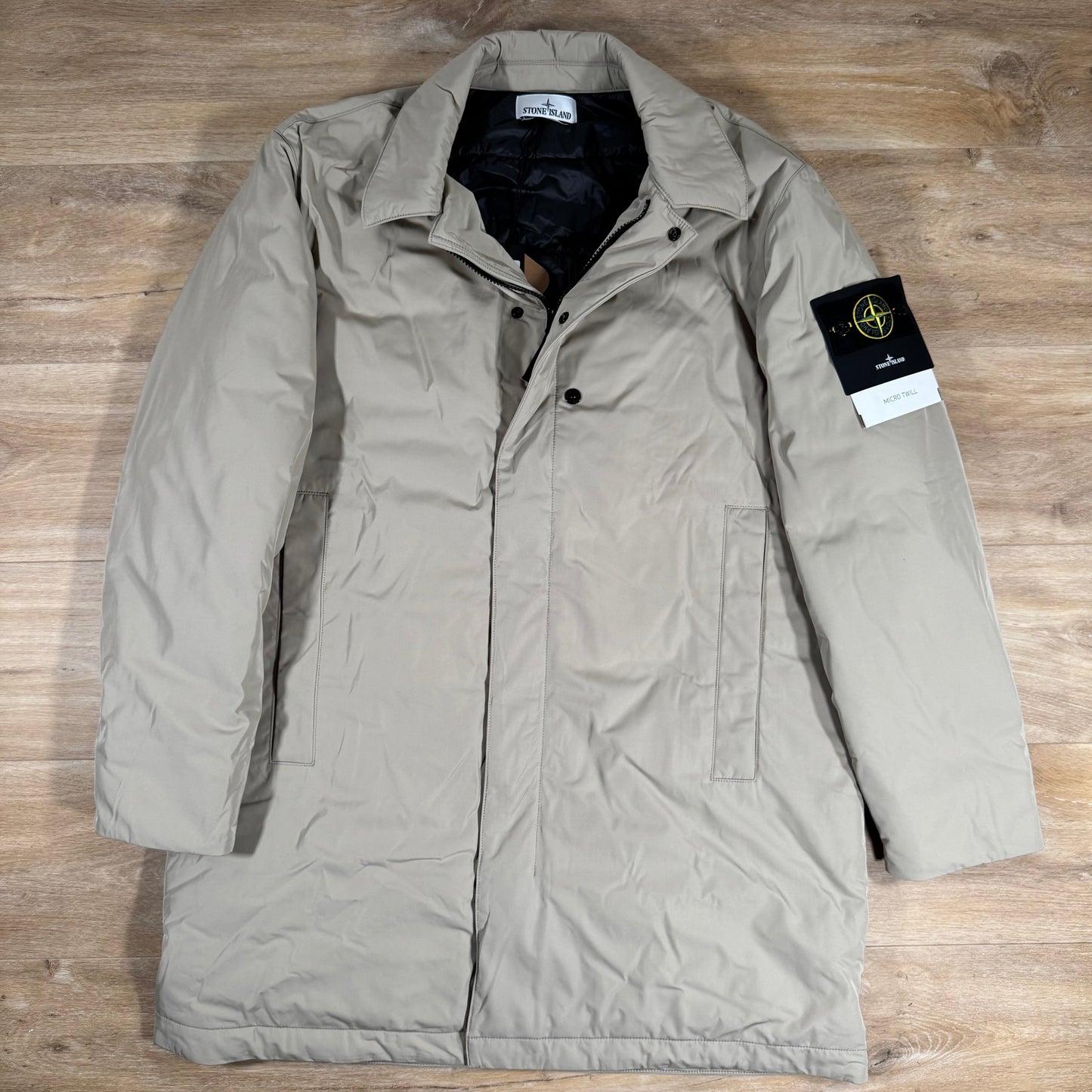 Stone Island Micro Twill Padded Car Coat in Desert