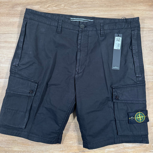 Stone Island Supima Cotton Twill Stretch-TC Bermuda Shorts in Black