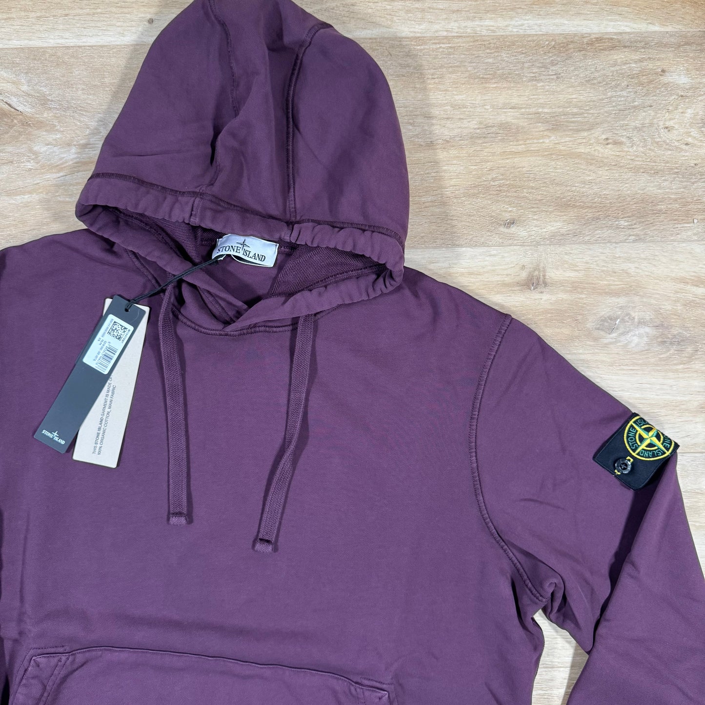 Stone Island Organic Cotton Fleece Pullover Hoodie in Amaranth