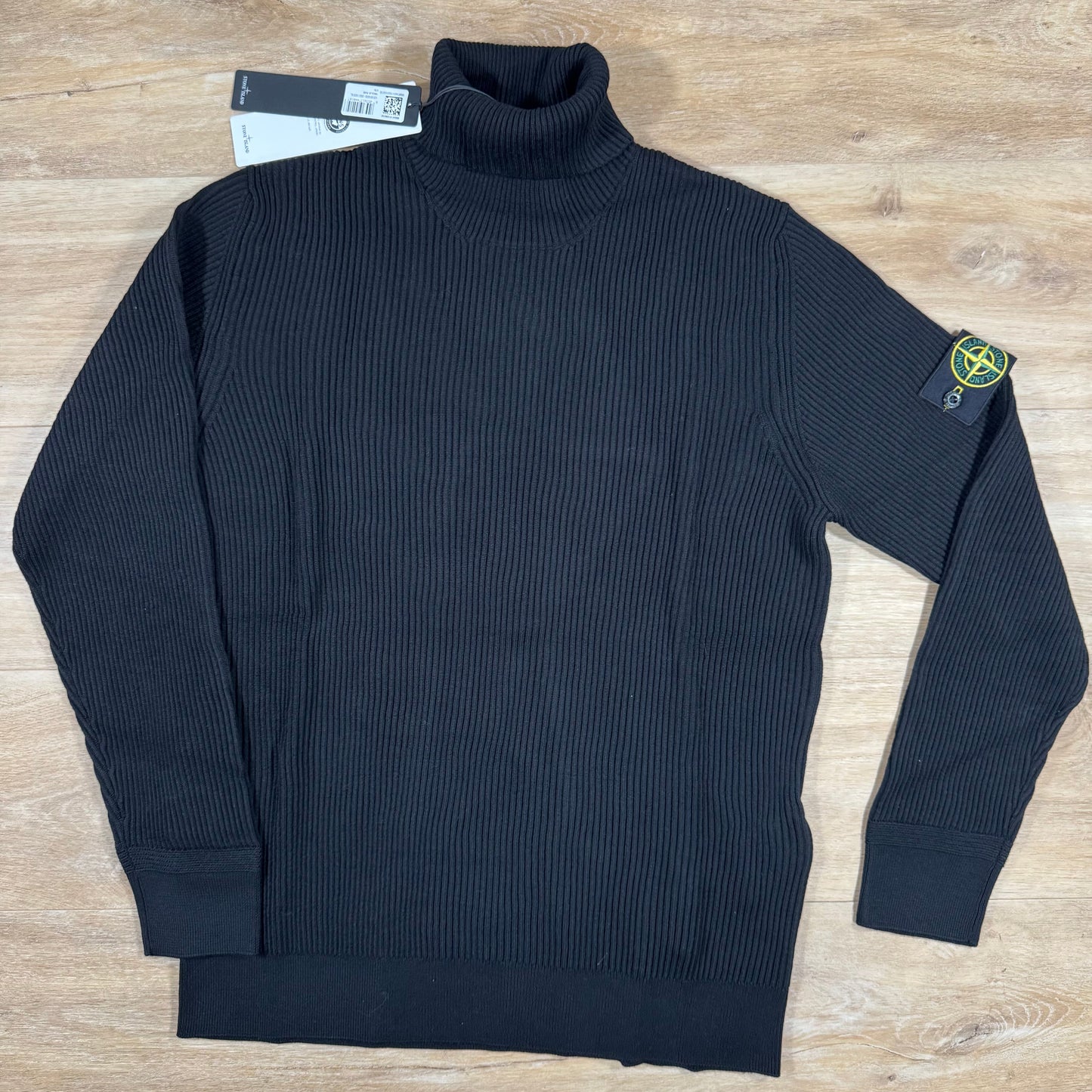 Stone Island Full Rib RWS Wool Turtleneck Jumper in Black