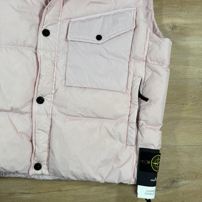 Stone Island Crinkle Reps NY Nylon Down Vest in Pink
