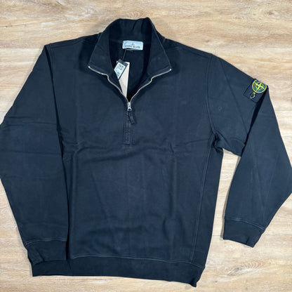 Stone Island Brushed Organic Cotton Half-Zip Sweatshirt in Black