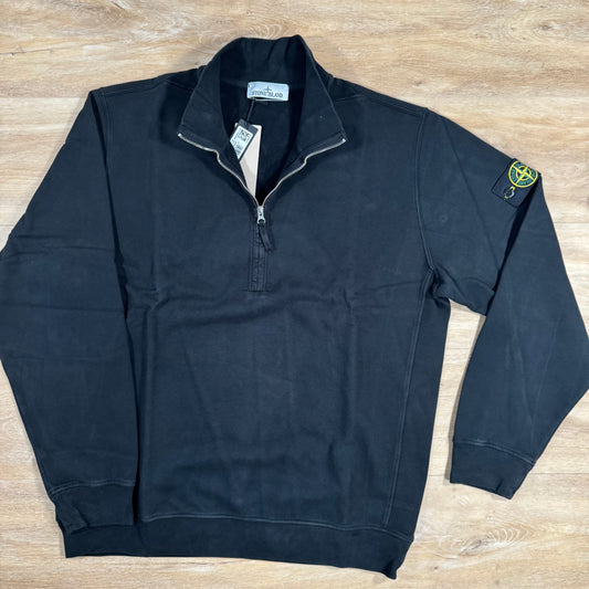 Stone Island Brushed Organic Cotton Half-Zip Sweatshirt in Black