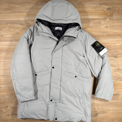 Stone Island Micro Twill Down Parka in Pearl Grey