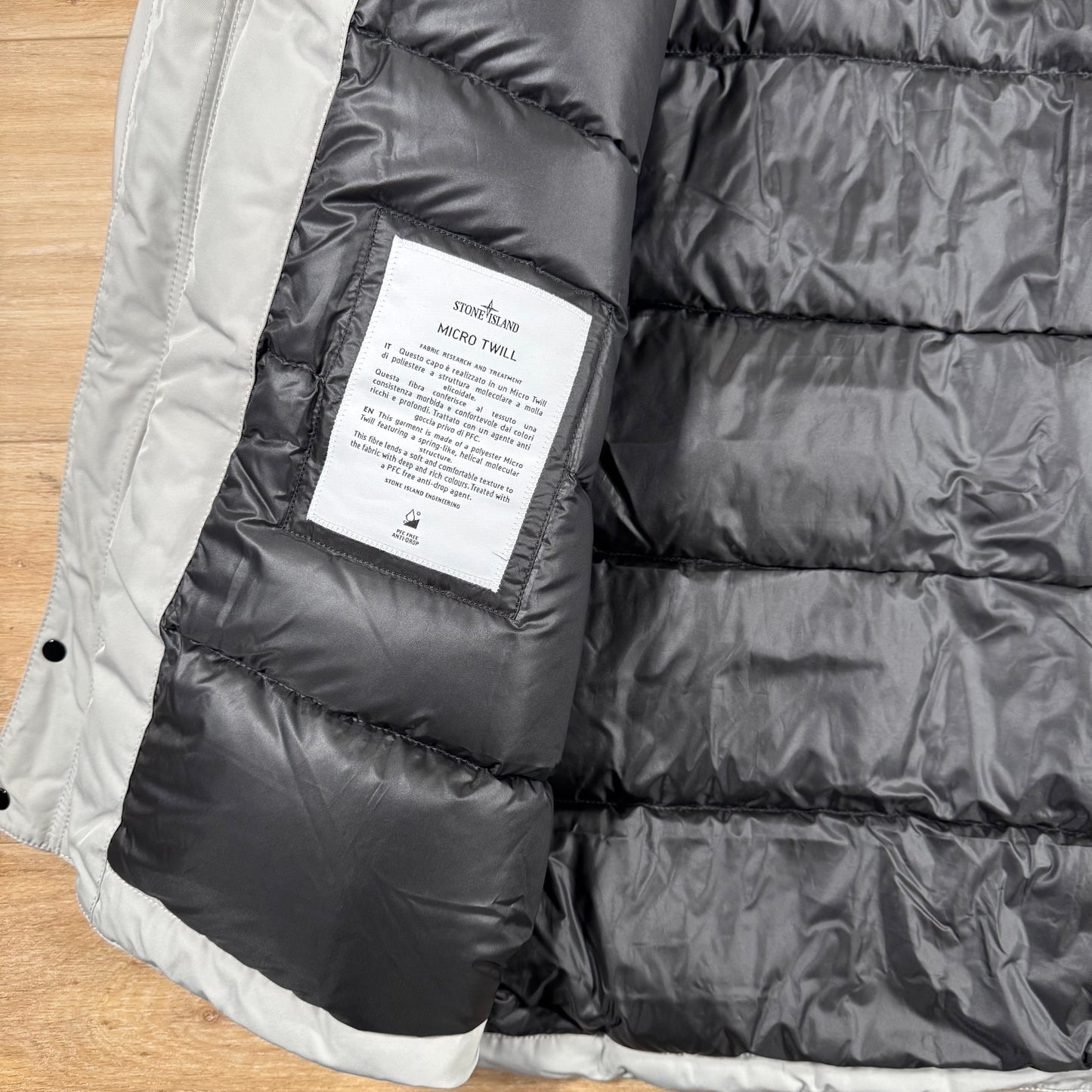 Stone Island Micro Twill Down Parka in Pearl Grey