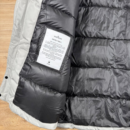 Stone Island Micro Twill Down Parka in Pearl Grey