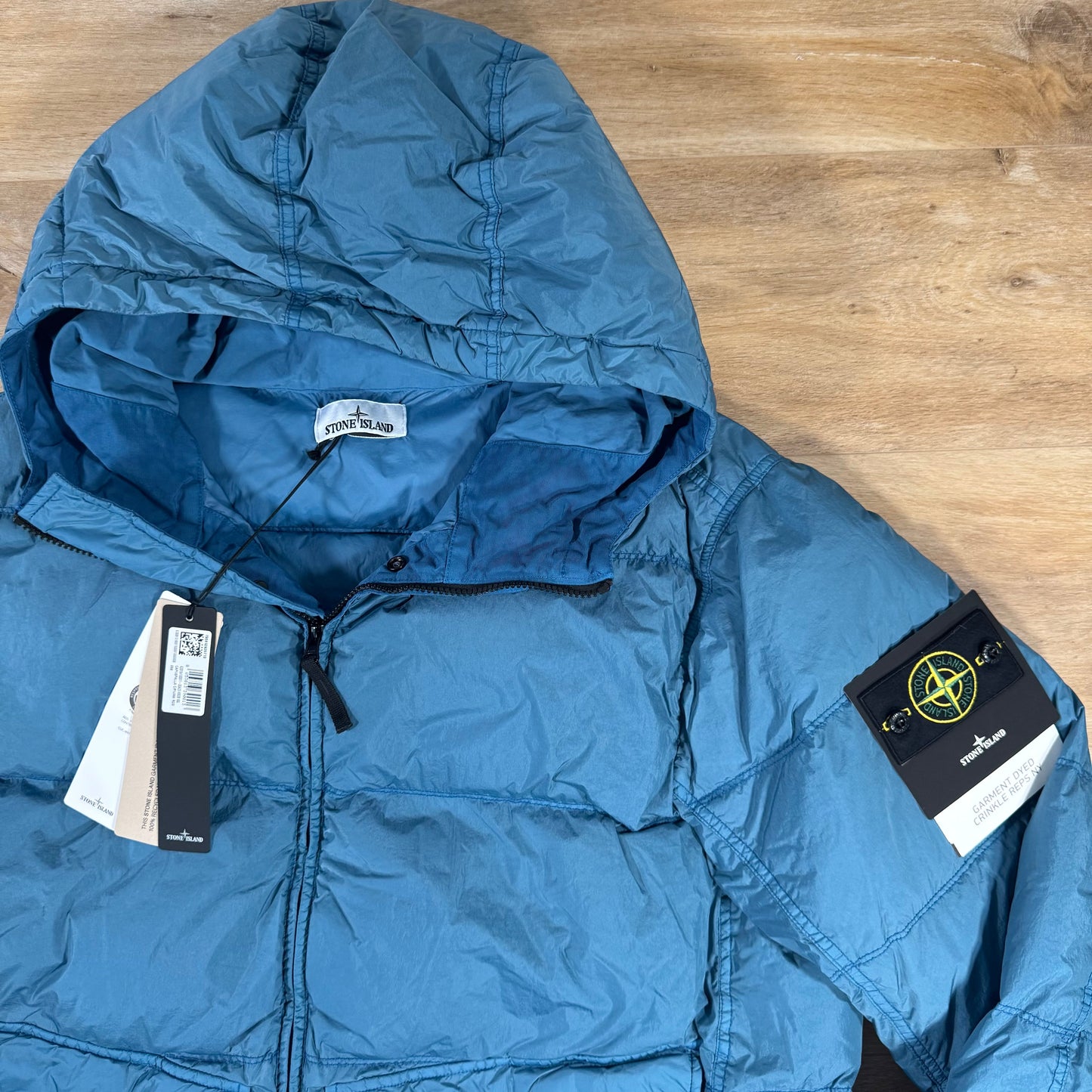 Stone Island Crinkle Reps NY Nylon Down Jacket in Steel Blue