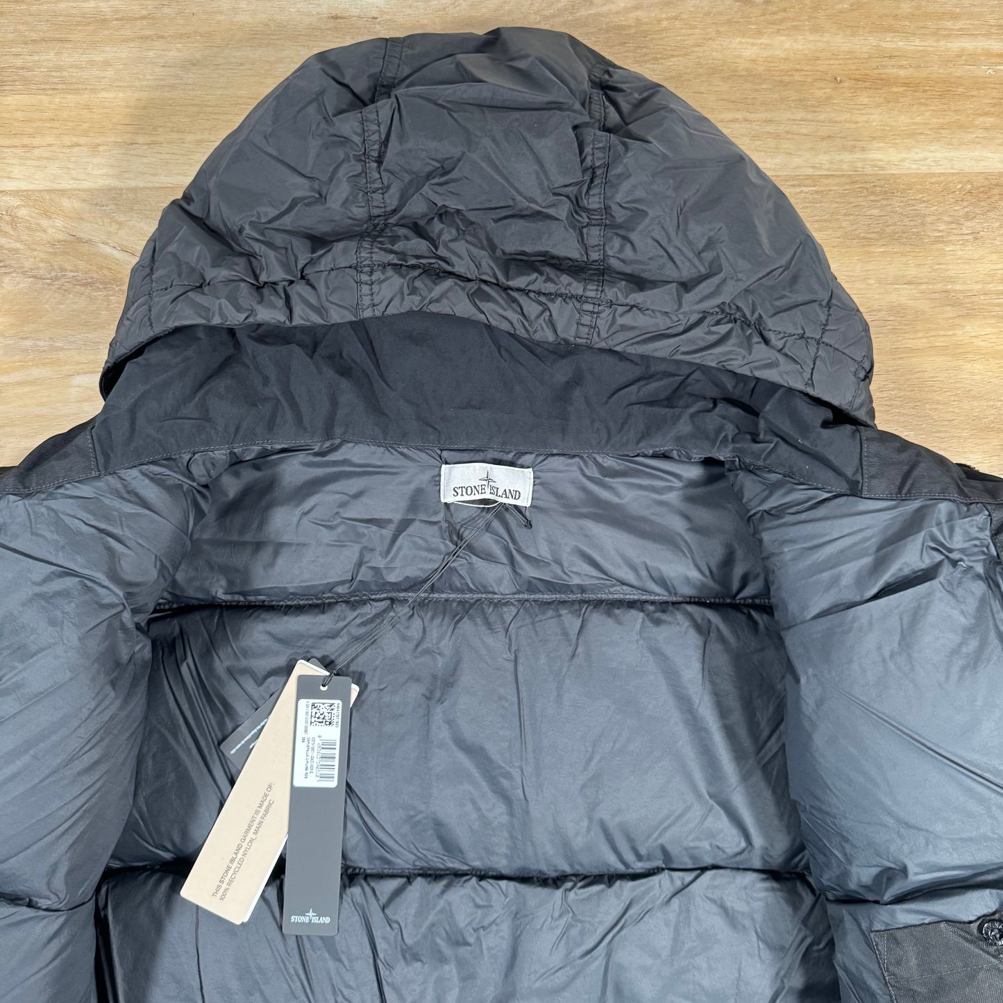 Stone Island Crinkle Reps NY Nylon Down Jacket in Black
