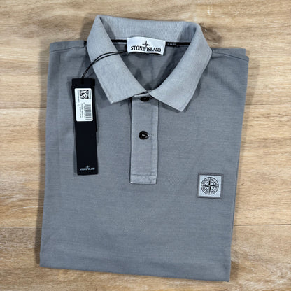 Stone Island Organic Cotton Overdye Polo Shirt in Pearl Grey