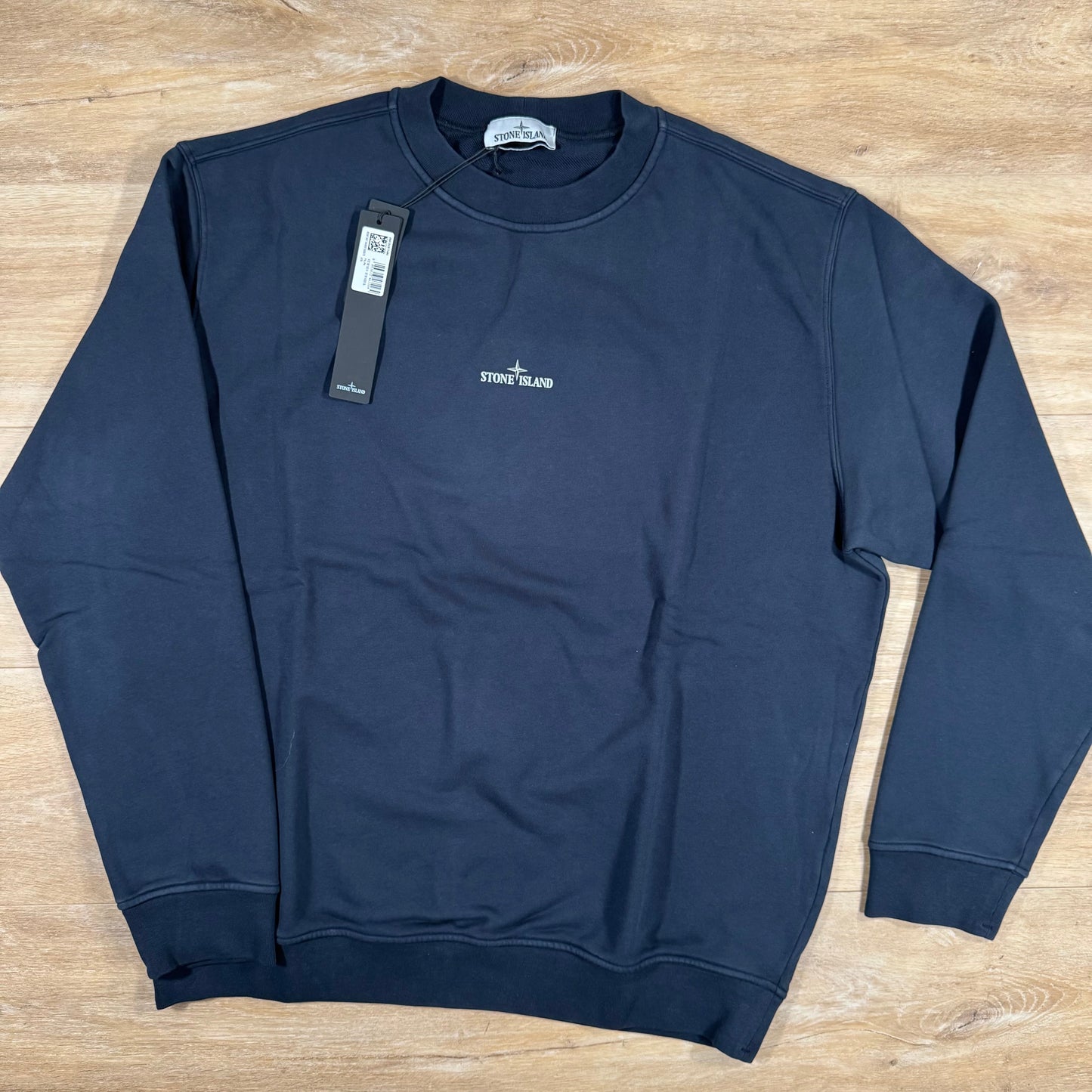 Stone Island Industrial Print Oversized Crewneck Sweatshirt in Navy