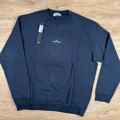 Stone Island Industrial Print Oversized Crewneck Sweatshirt in Navy