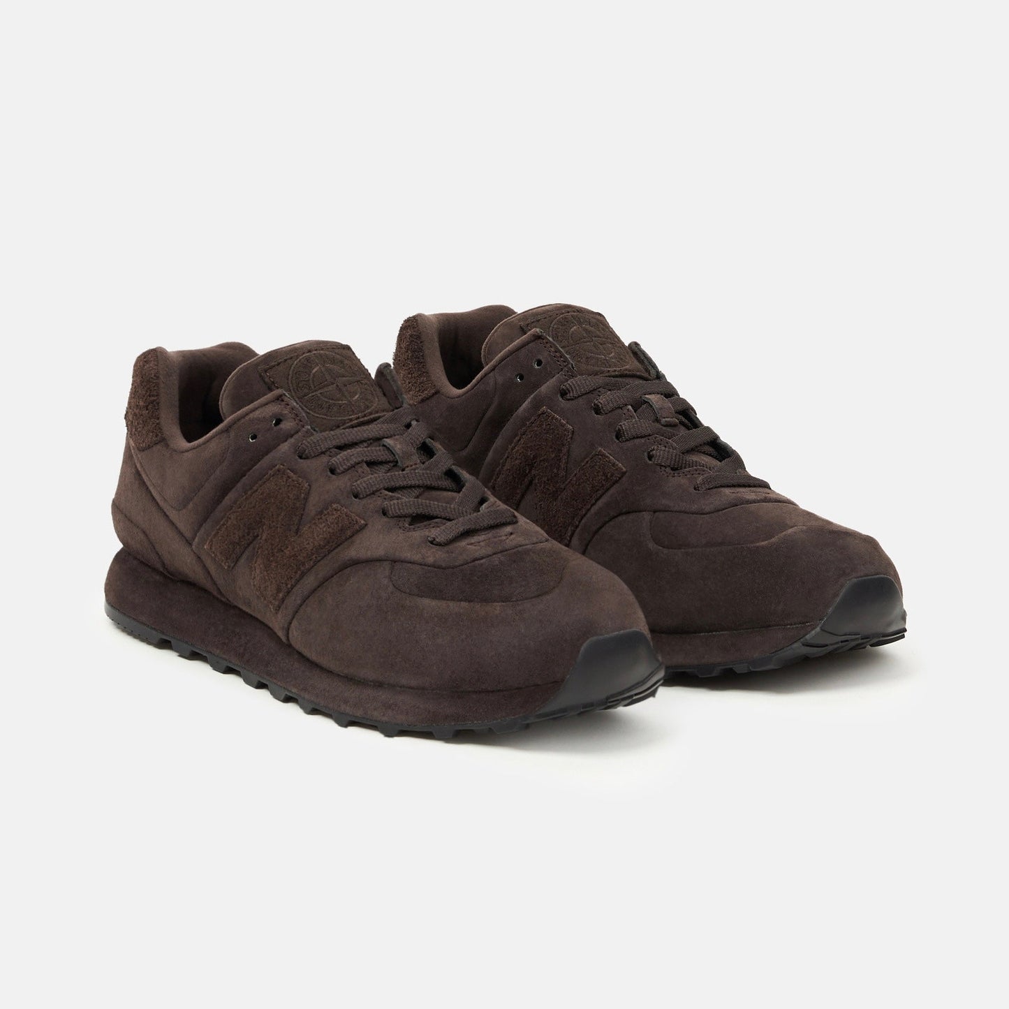 Stone Island x New Balance 574 Ghost Trainers in Dark Brown