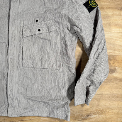 Stone Island Wrinkled Corduroy 500-TC Overshirt in Pearl Grey