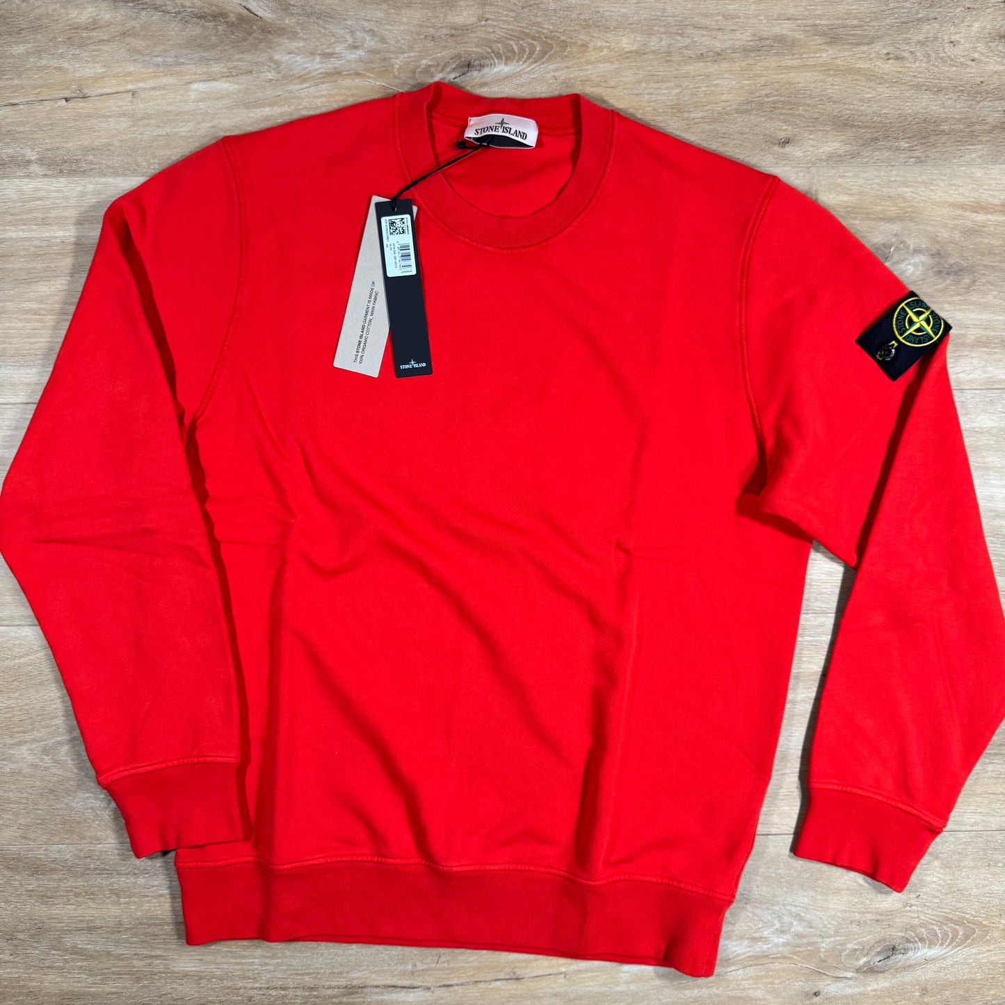 Stone Island Organic Cotton Fleece Crewneck Sweatshirt in Scarlet Red