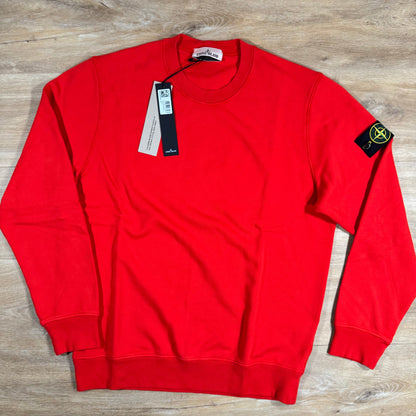 Stone Island Organic Cotton Fleece Crewneck Sweatshirt in Scarlet Red