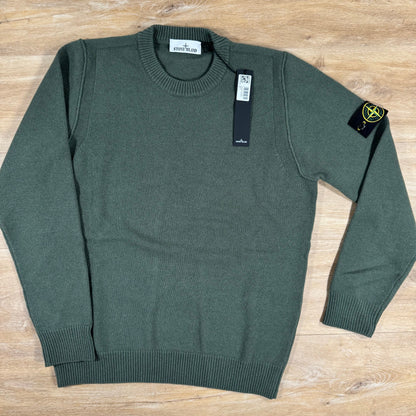 Stone Island Lambswool Crewneck Jumper in Military Green