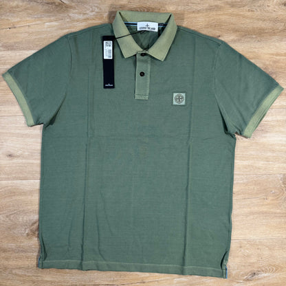 Stone Island Organic Cotton Overdye Polo Shirt in Sage Green