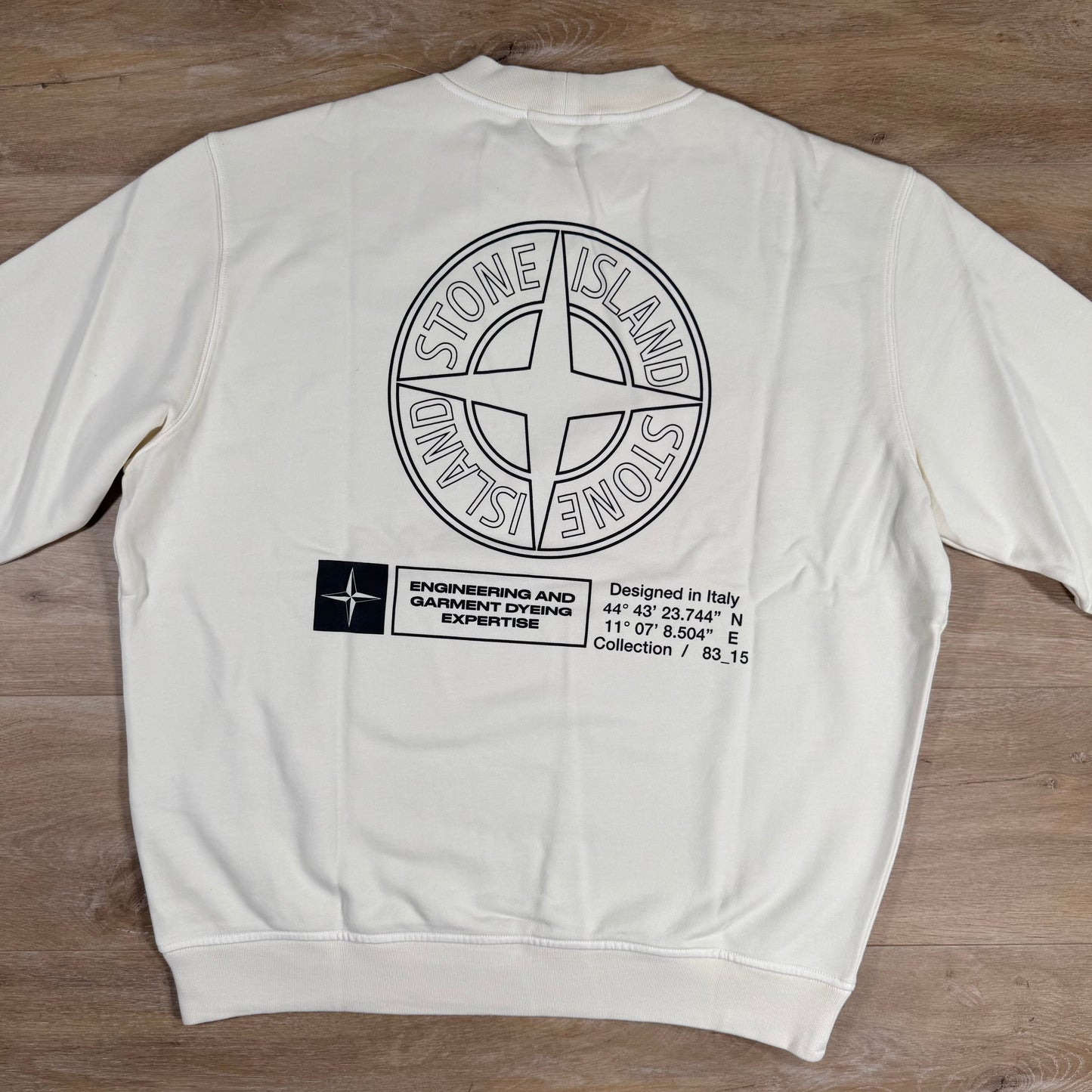 Stone Island Industrial Print Oversized Crewneck Sweatshirt in Ivory